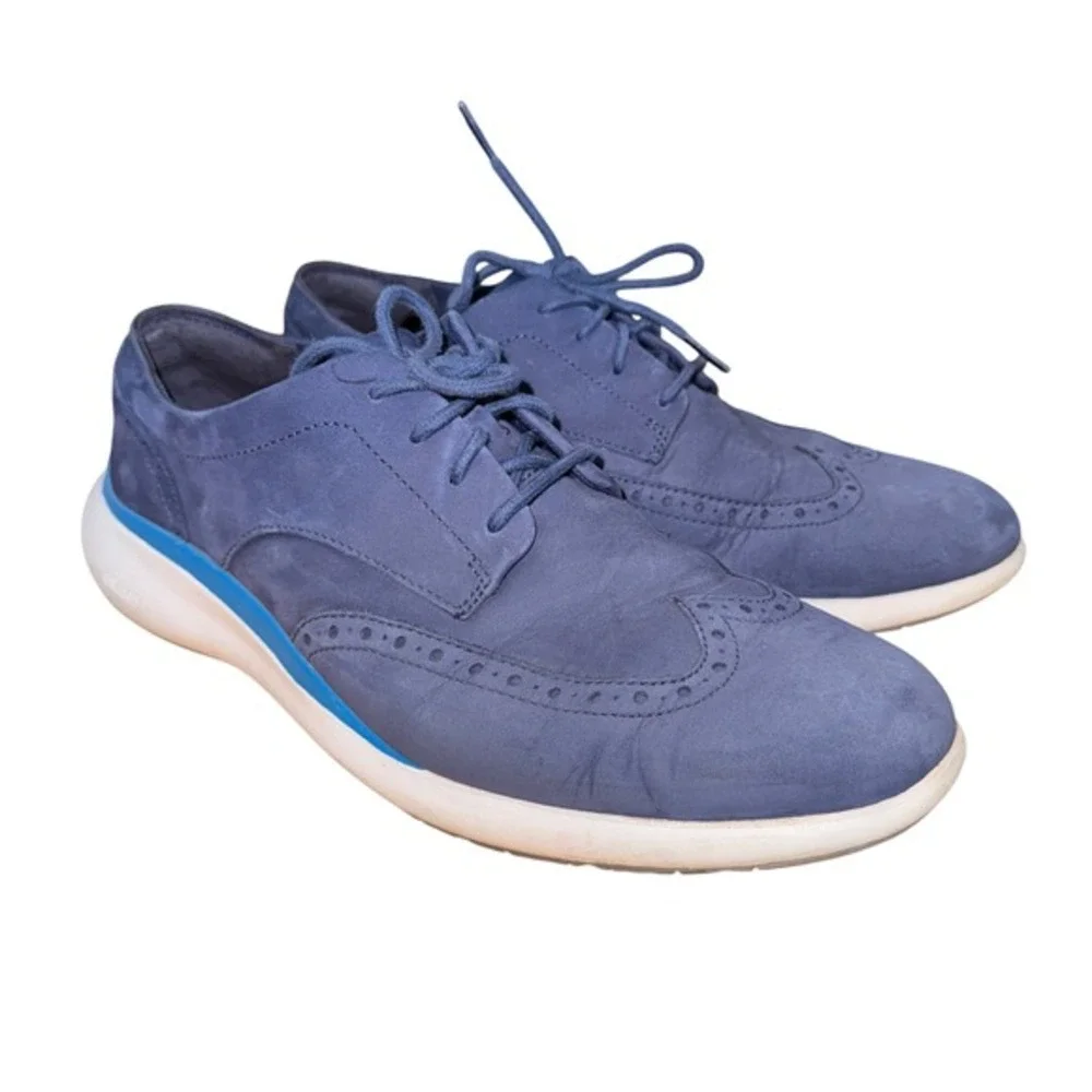 Cole Haan‎ Grand Mens 10M Pre-Owned Troy Wingtip Oxford Marine Blue White C33766